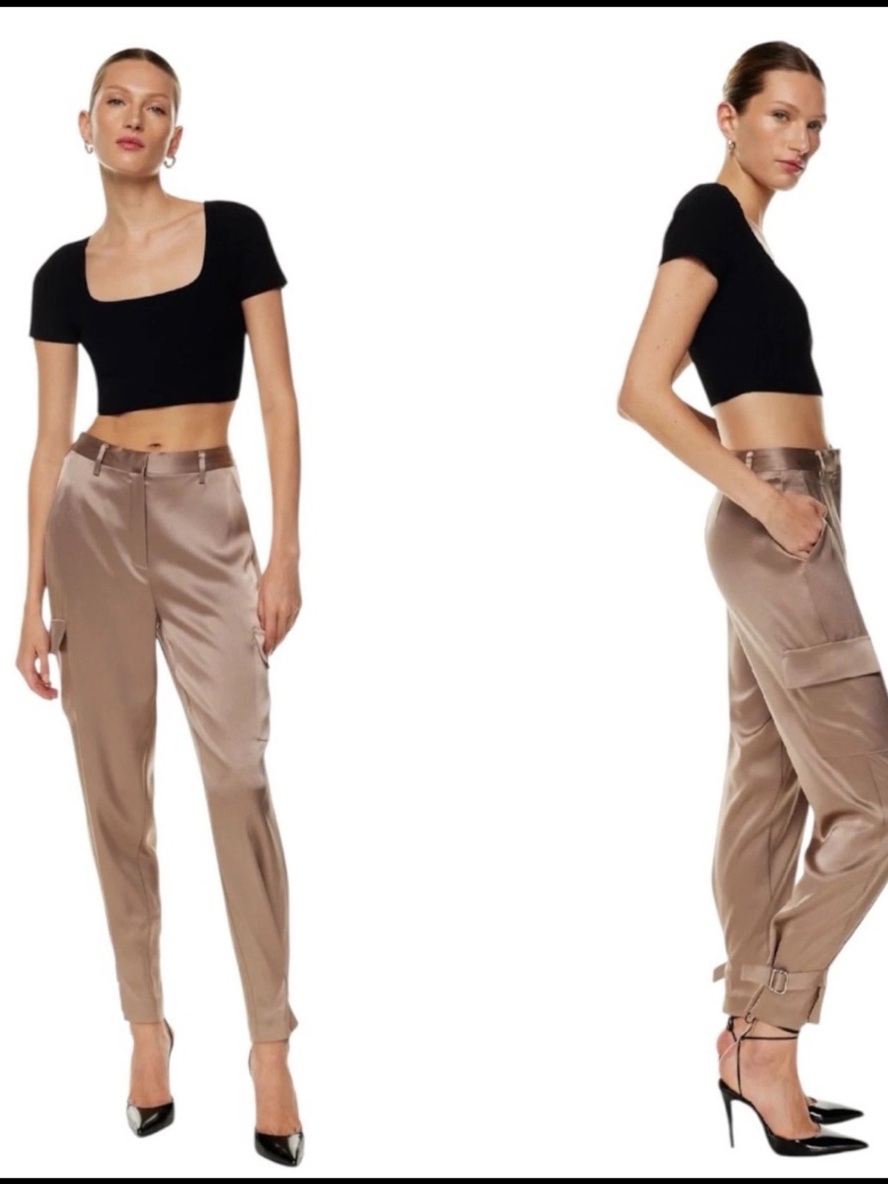 Aritzia Babaton Refined Satin Cargo Pant High Rise Satin Trouser Size 00